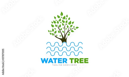 Water tree simple luxury vector logo