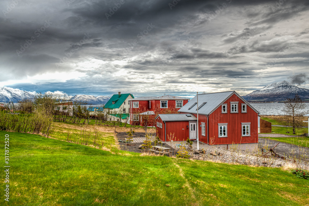 Village of Hrisey island in Iceland