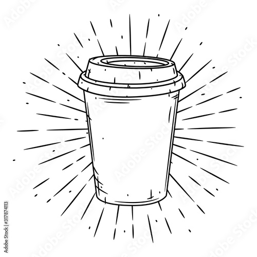 Coffee cup. Vector hand-drawn lettering for prints, posters, menu design. Cartoon coffee cup.