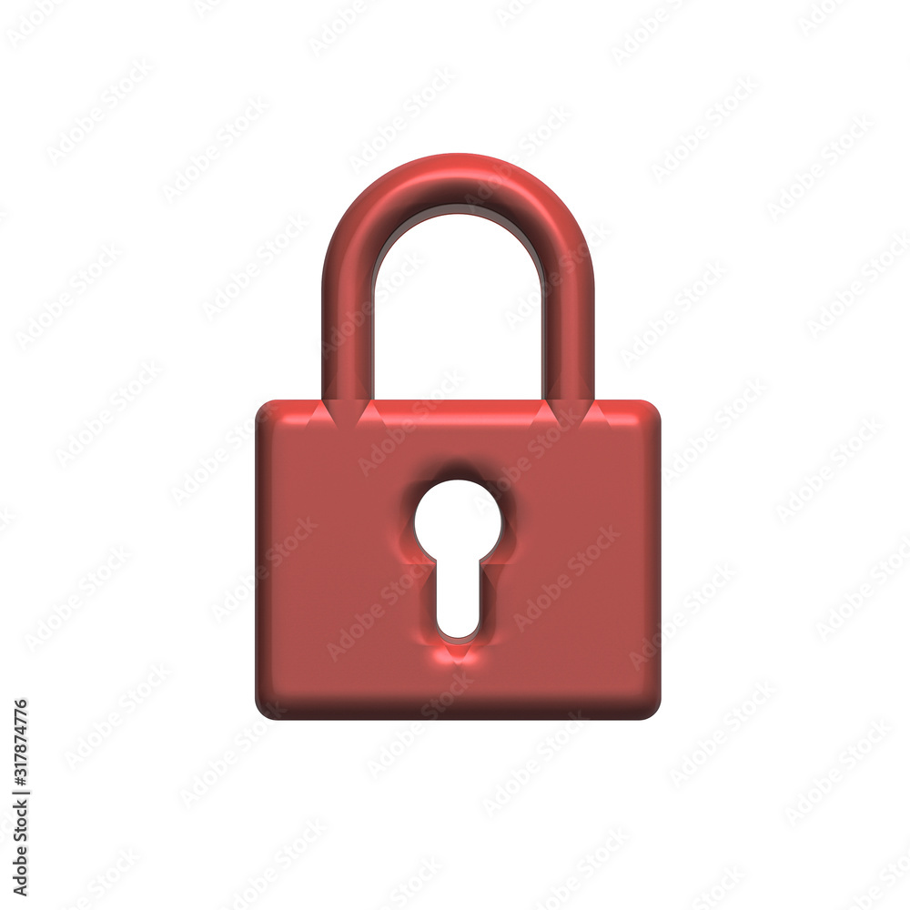 Lock icon network sign 3D image render graphic design