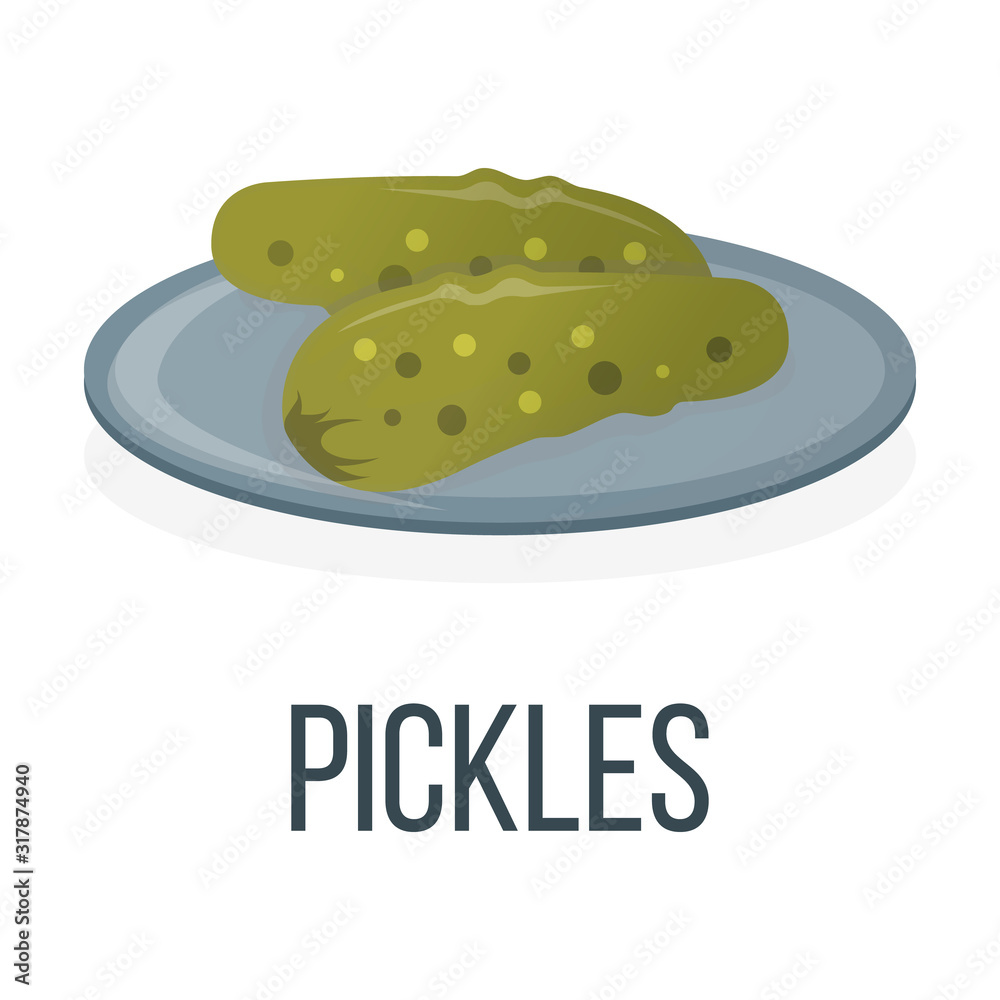 Pickles. Healthy Food Style, Concept Icon and Label. Natural Probiotics Symbol, Icon and Badge. Cartoon Vector illustration Pickles. Healthy Food Style, Concept Icon and Label. Natural Probiotics Symbol, Icon and Badge. Cartoon Vector illustration