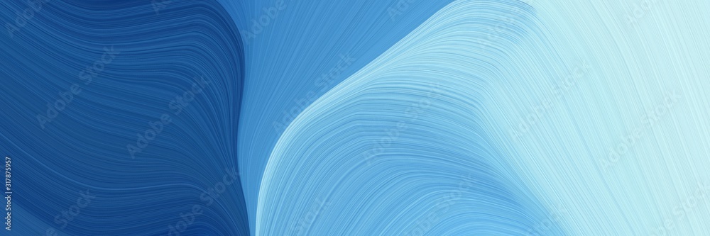 Fototapeta premium artistic designed horizontal header with pale turquoise, teal blue and sky blue colors. dynamic curved lines with fluid flowing waves and curves