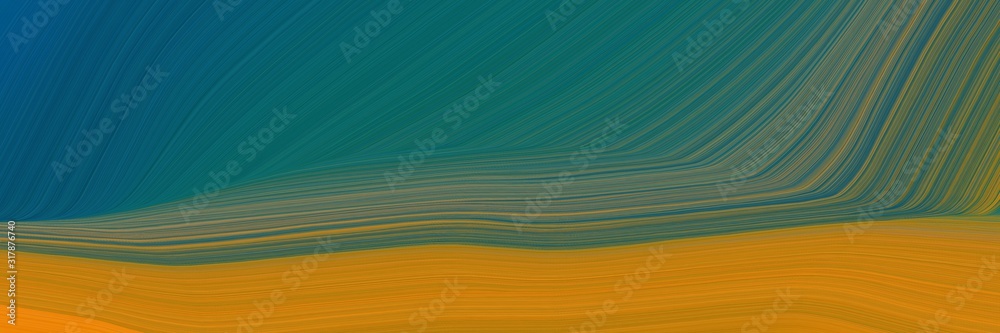 surreal banner design with dark golden rod, teal green and pastel brown colors. dynamic curved lines with fluid flowing waves and curves
