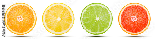 Fotomurale Citrus fruit cut into sphere isolated with clipping path.