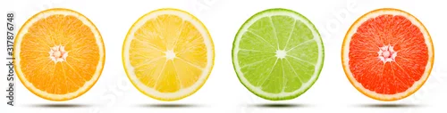 Obraz  z motywem Citrus fruit cut into sphere isolated with clipping path.