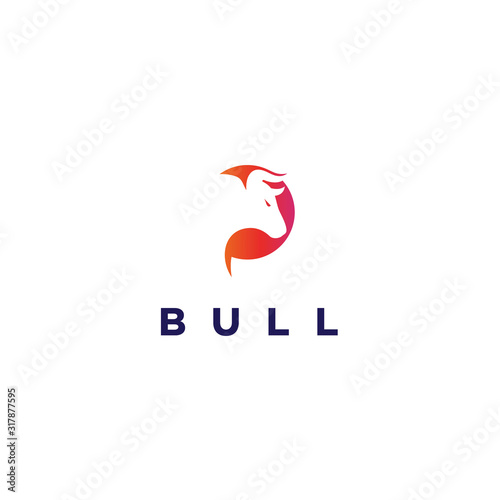 Modern abstract bull head logo design \ Premium Vector