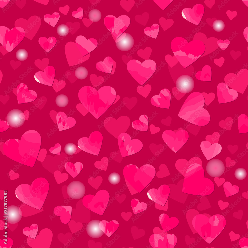pink valentines repetitive background with hearts. vector seamless pattern. wedding backdrop. textile paint. fabric swatch. wrapping paper. continuous print. design element for card, banner, ad