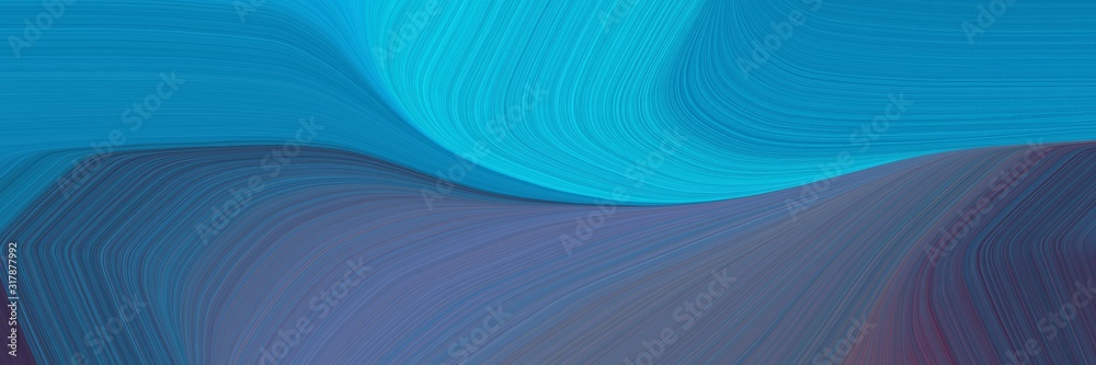 artistic banner design with teal blue, dark cyan and dark turquoise colors. dynamic curved lines with fluid flowing waves and curves
