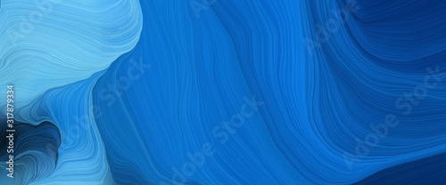 decorative header design with strong blue, corn flower blue and midnight blue colors. very dynamic curved lines with fluid flowing waves and curves