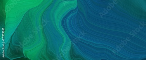 dynamic banner with teal green, dark cyan and teal colors. very dynamic curved lines with fluid flowing waves and curves