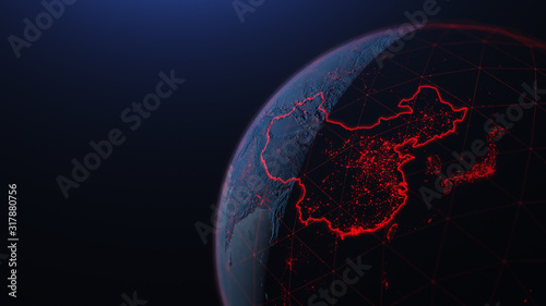 3d iillustration of globe with China corona virus Spreads in Asia