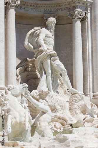 Fountain de Trevi sculptures closeup