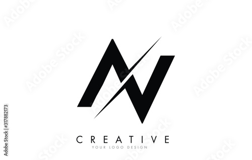 AV A V Letter Logo Design with a Creative Cut.