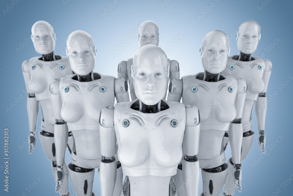 Obraz premium Female cyborg army