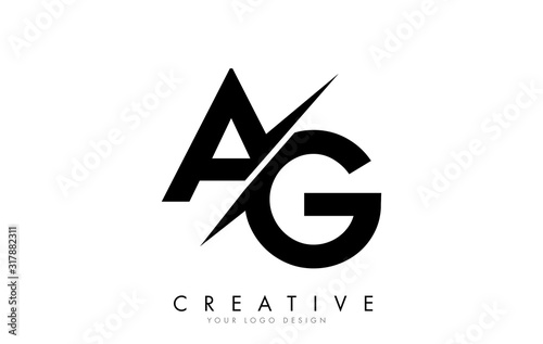 AG A G Letter Logo Design with a Creative Cut. photo
