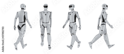 set of artificial intelligence cyborgs or robots