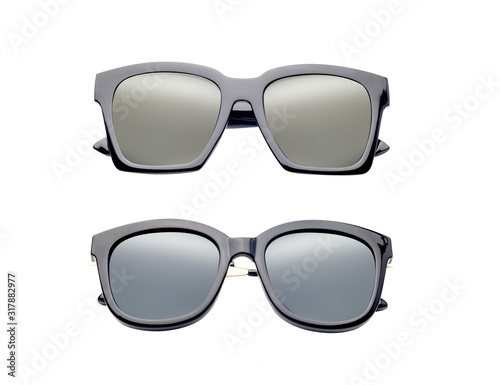 Modern fashion sunglasses for women or man isolated on white background, Old Glasses