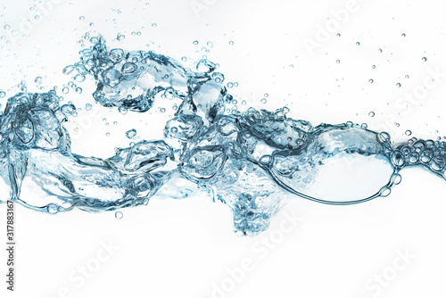 water wave and bubbles on white background