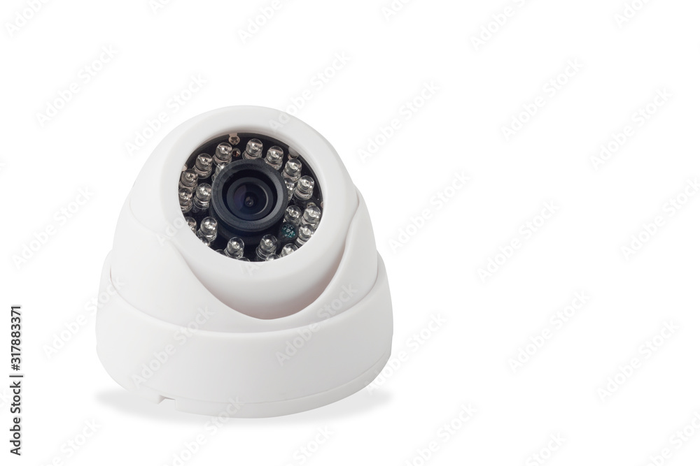 Wireless security dome cameras that transmit a video and audio signal to wireless receiver through provide seamless video streaming over internet Security IP Camera isolated on white background Wireless security dome cameras that transmit a video and audio signal to wireless receiver through provide seamless video streaming over internet Security IP Camera isolated on white background