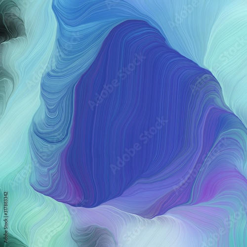 Fototapeta Naklejka Na Ścianę i Meble -  square graphic with waves. elegant curvy swirl waves background design with steel blue, sky blue and corn flower blue color