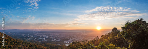 Panorama view of Chiang Mai city skyline in the morning. Northern province of Thailand. photo