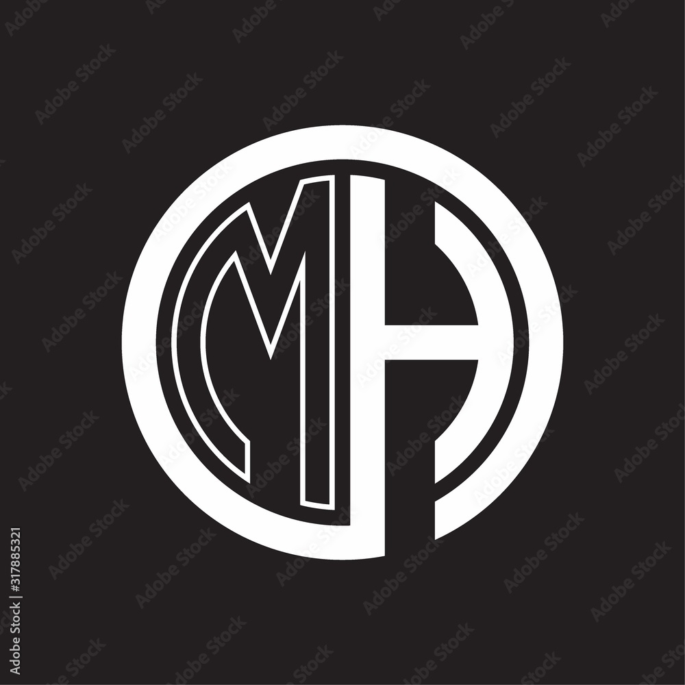 MH Logo with circle rounded negative space design template MH Logo with circle rounded negative space design template