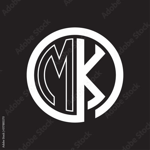 MK Logo with circle rounded negative space design template