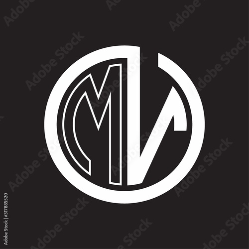 MV Logo with circle rounded negative space design template
