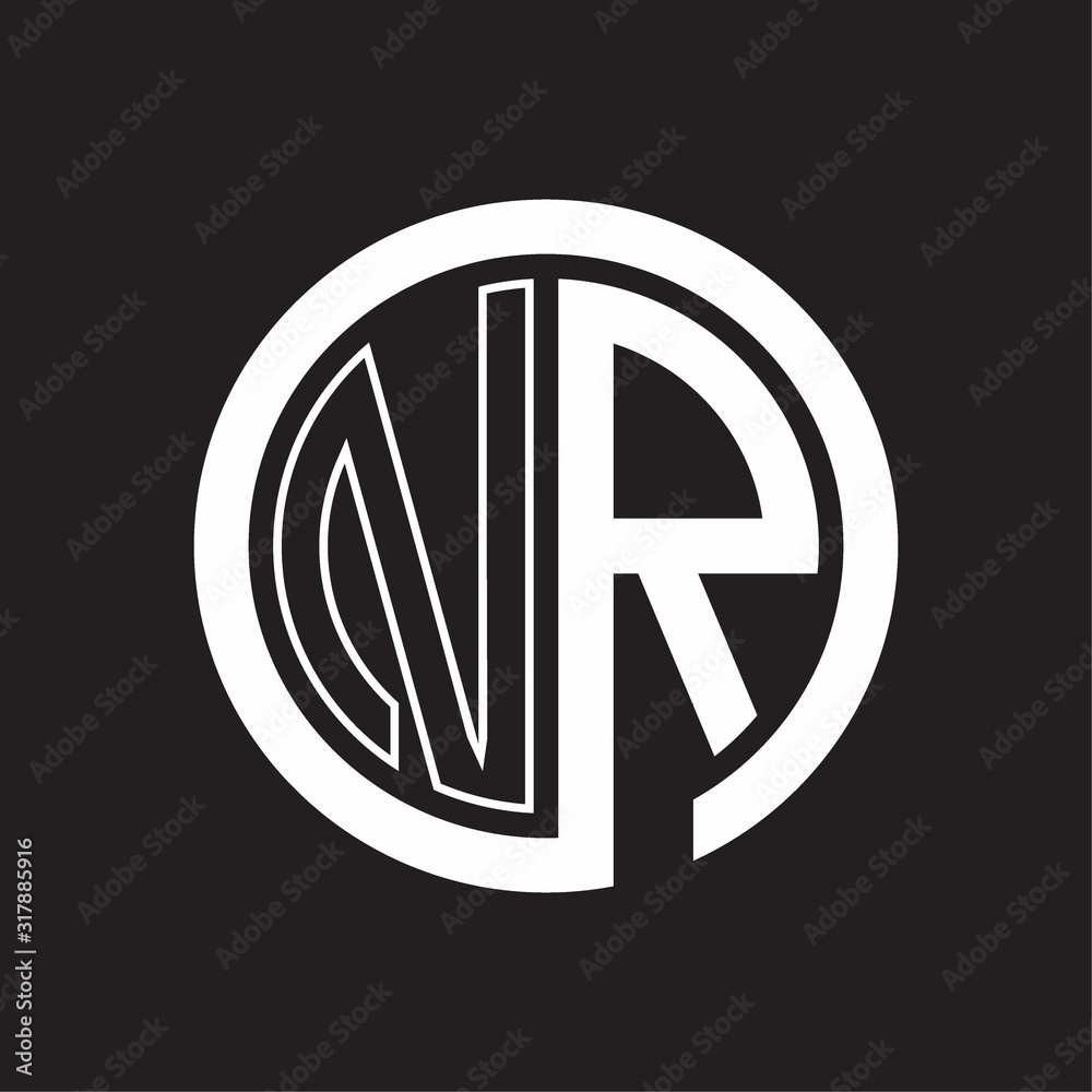 NR Logo with circle rounded negative space design template NR Logo with circle rounded negative space design template