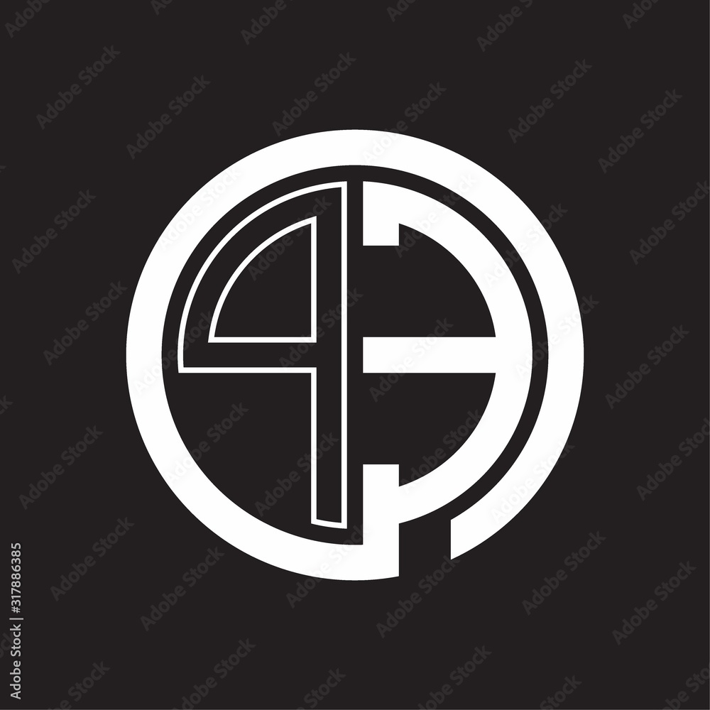 PE Logo with circle rounded negative space design template PE Logo with circle rounded negative space design template