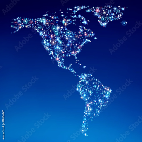 Map of Americas in Sky