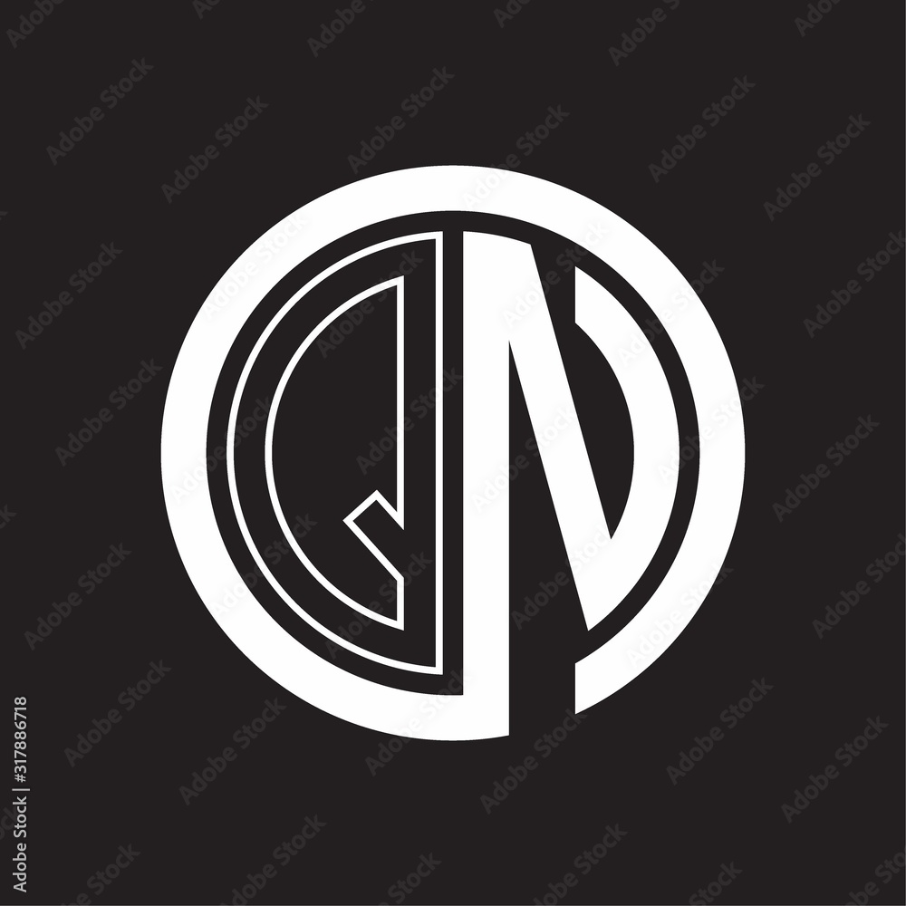 QN Logo with circle rounded negative space design template QN Logo with circle rounded negative space design template