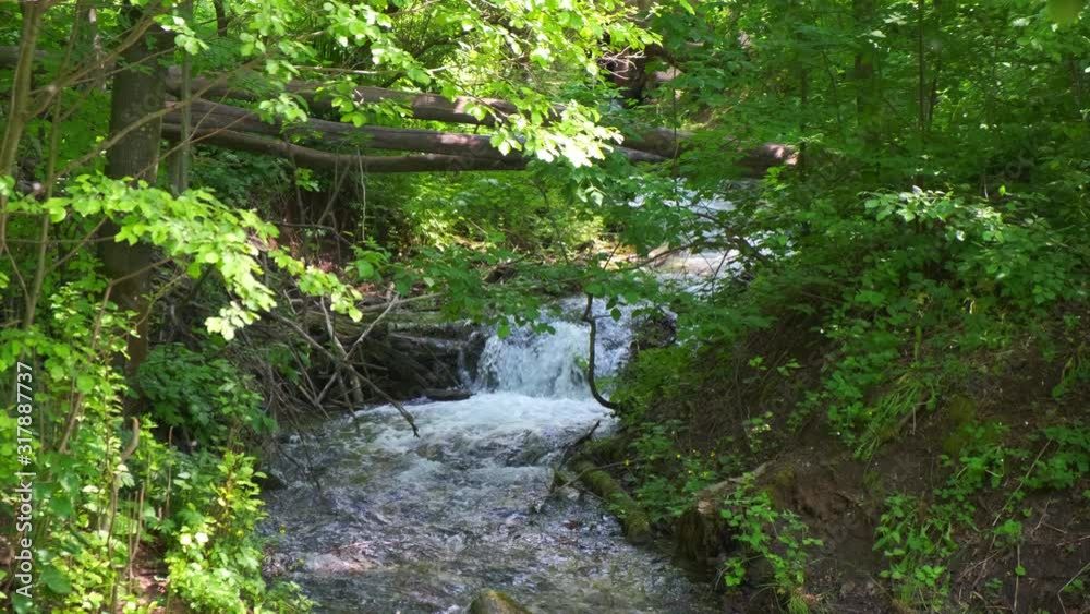Cold mountain river flows among stones. cold and clear, turquoise river . Cold mountain river flows among stones. cold and clear, turquoise river .