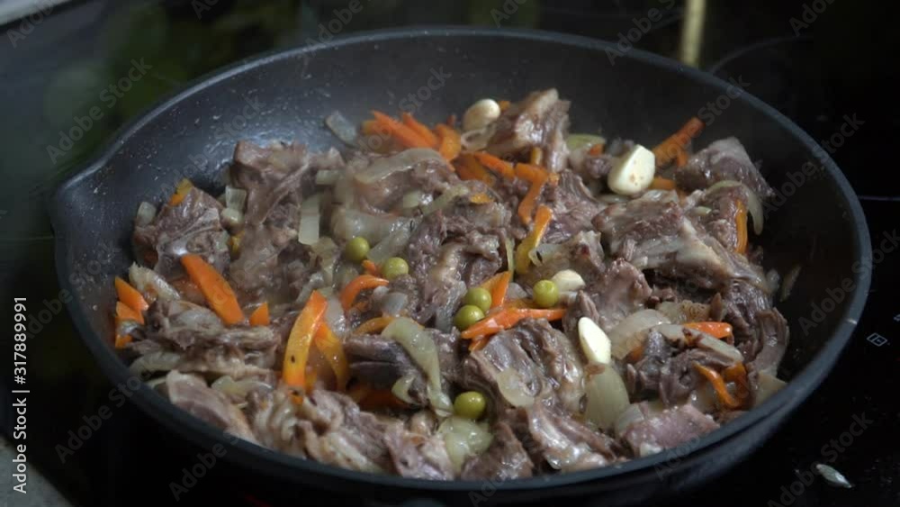 stir in the pan delicious fried meat with vegetables stir in the pan delicious fried meat with vegetables