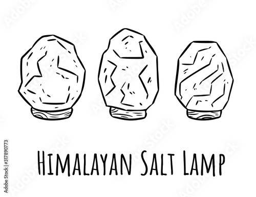 Himalayan salt lamps. Linear modern indigenous monogram with salt crystals. Relax concept symbol