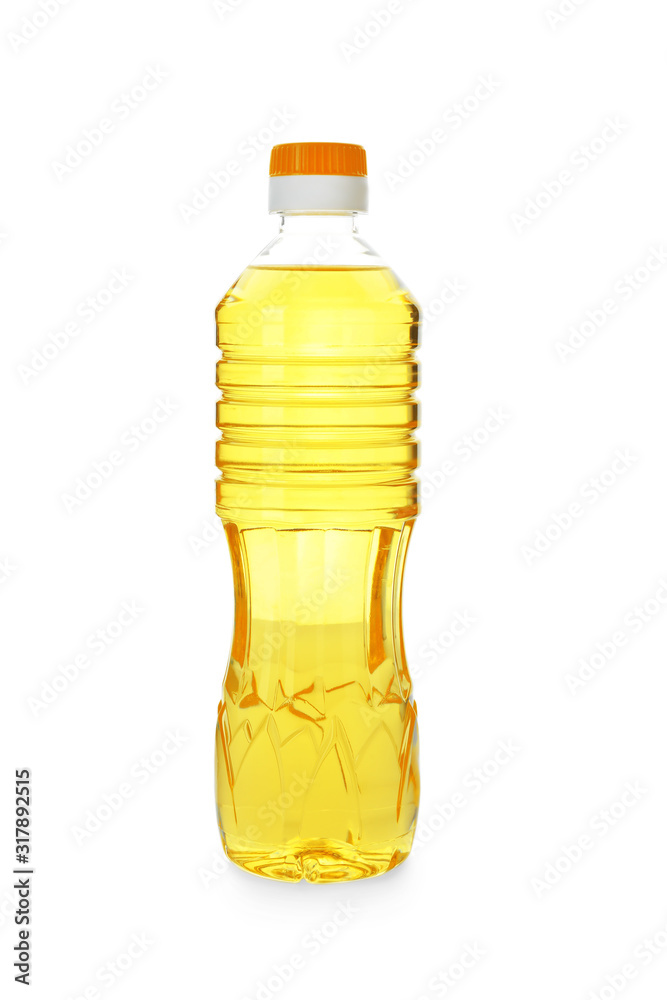 Cooking oil in plastic bottle isolated on white Cooking oil in plastic bottle isolated on white