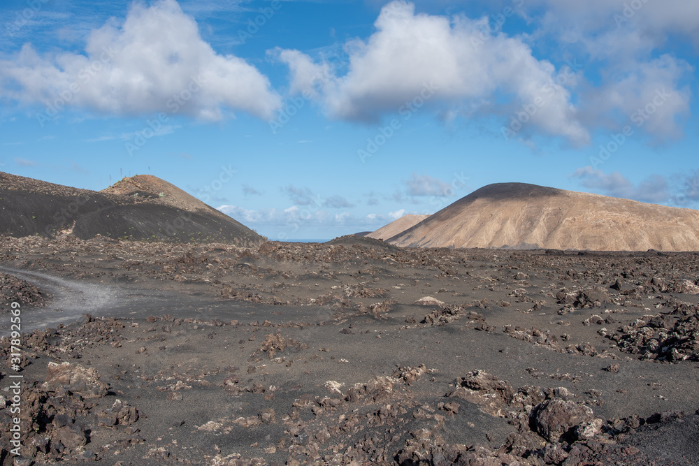 Volcanic landscape of Timanfaya National Park on island Lanzarote