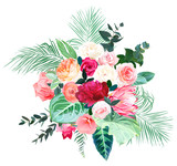 Tropical bold color wedding vector design bouquet
