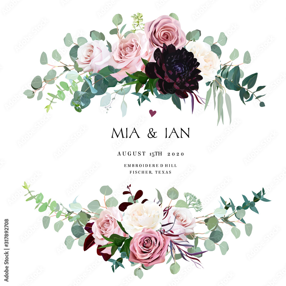 Dusty pink, creamy and mauve antique rose, pale flowers