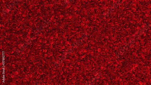 Photo carpet of red rose petals
