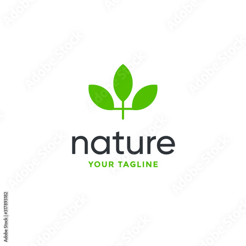 leaf symbol icon for nature logo minimalist