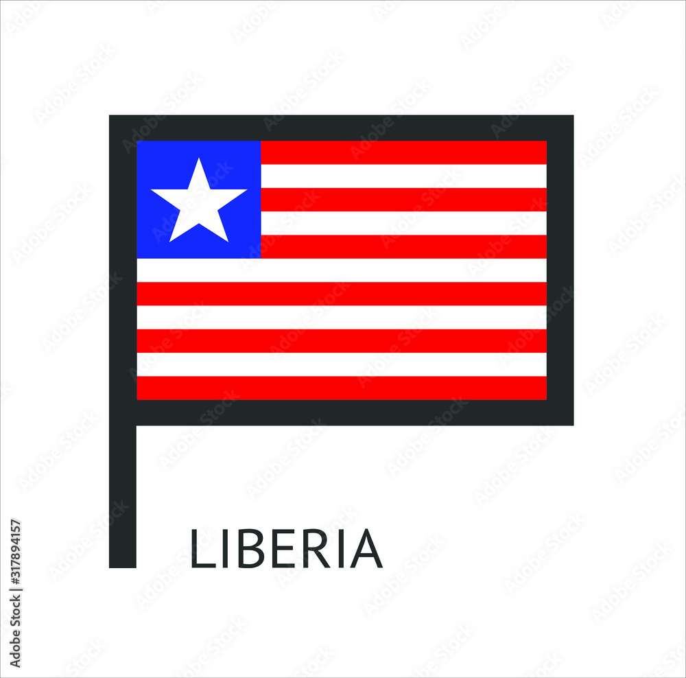 Naklejka premium Liberian country flag symbol icon with a white background