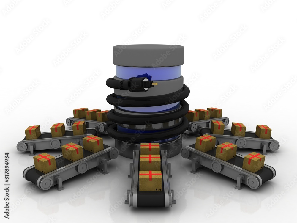 3d rendering technology conveyor belt  with aux cable