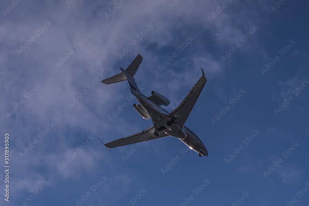 Close bottom view to business private jet