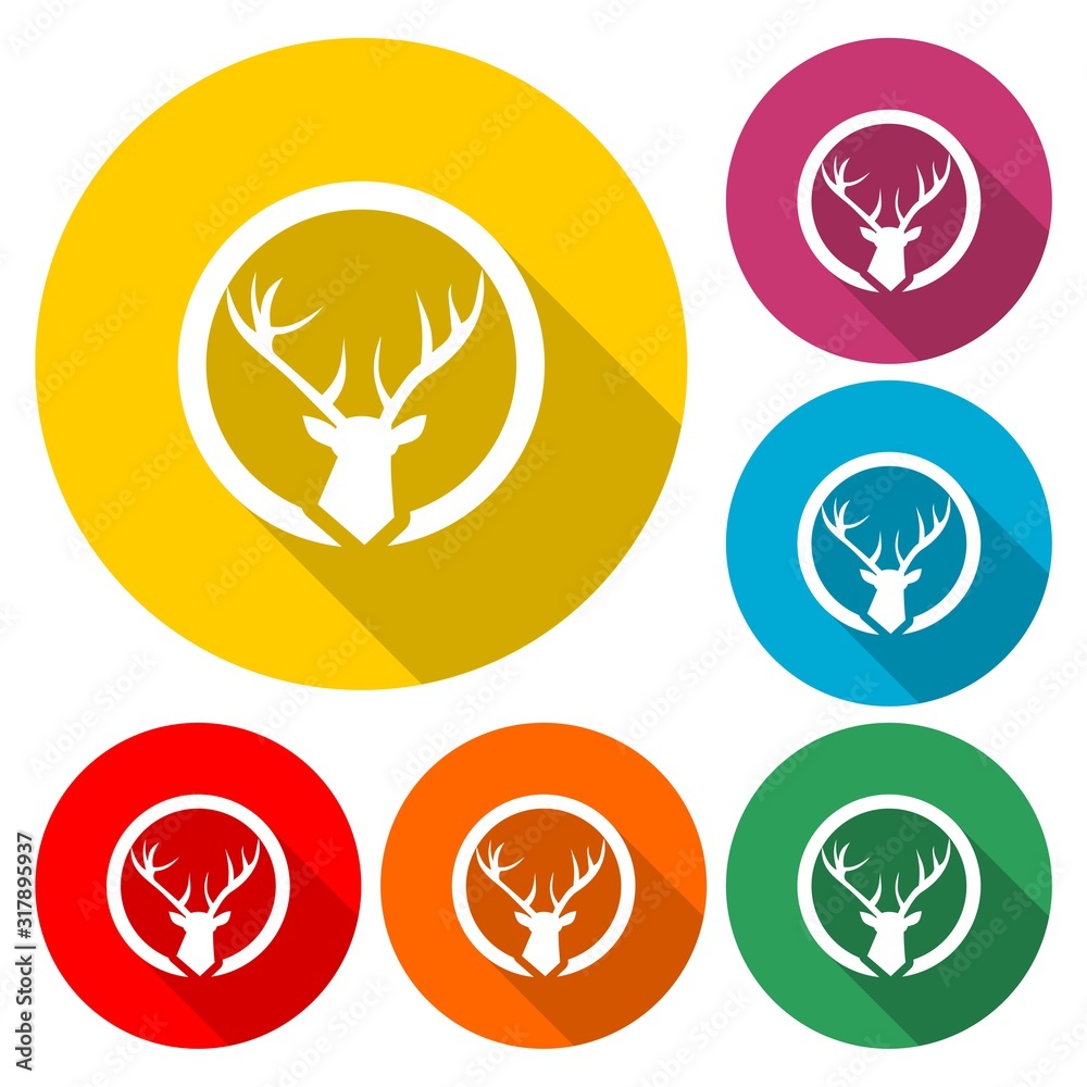 Deer head icon with long shadow Deer head icon with long shadow