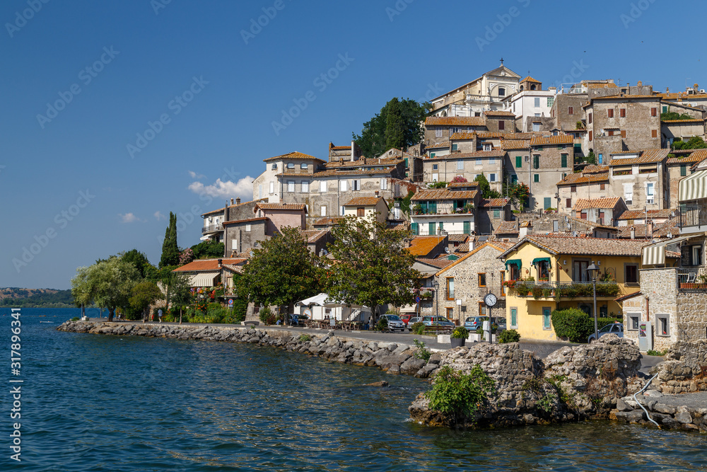 View to medieval Anguillara Sabazia town, Italy