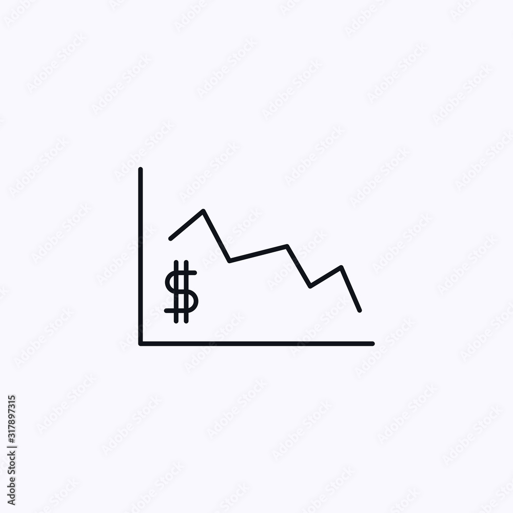 Financial chart with a dollar icon at the beginning Financial chart with a dollar icon at the beginning