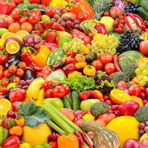 Background for backdrop healthy fruits and vegetables.