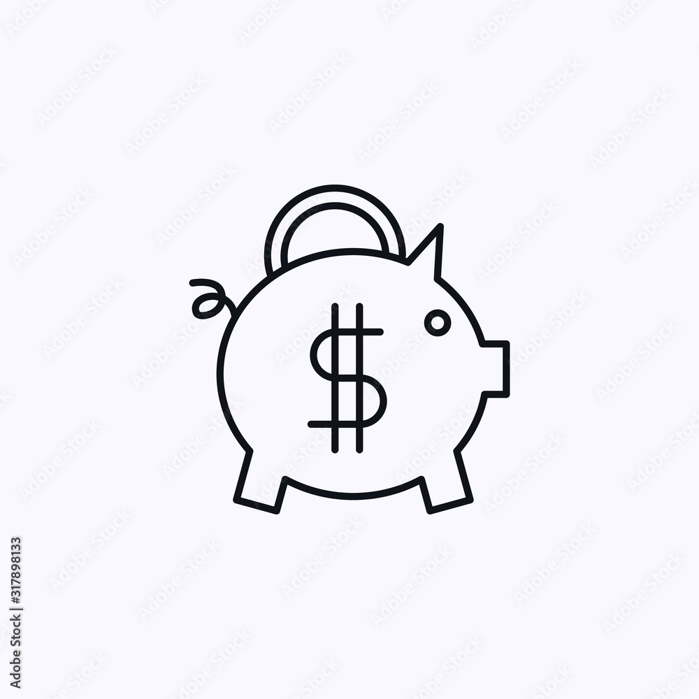 Piggy bank icon with coin symbol