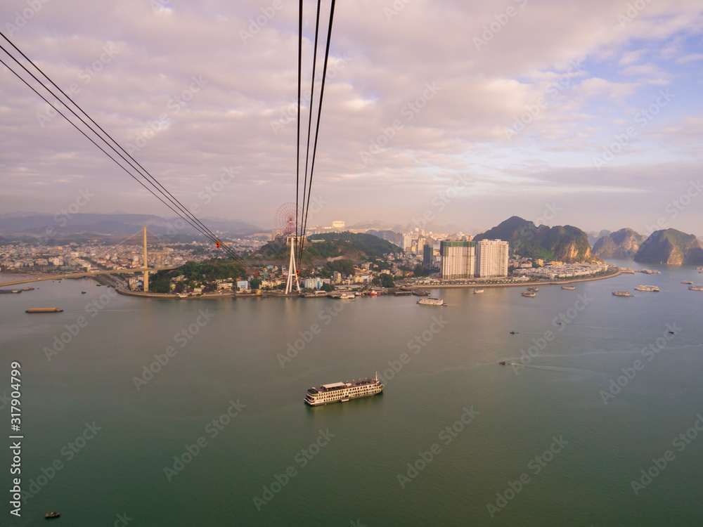 Naklejka premium View of the Cable Car in Halong Bay, Vietnam